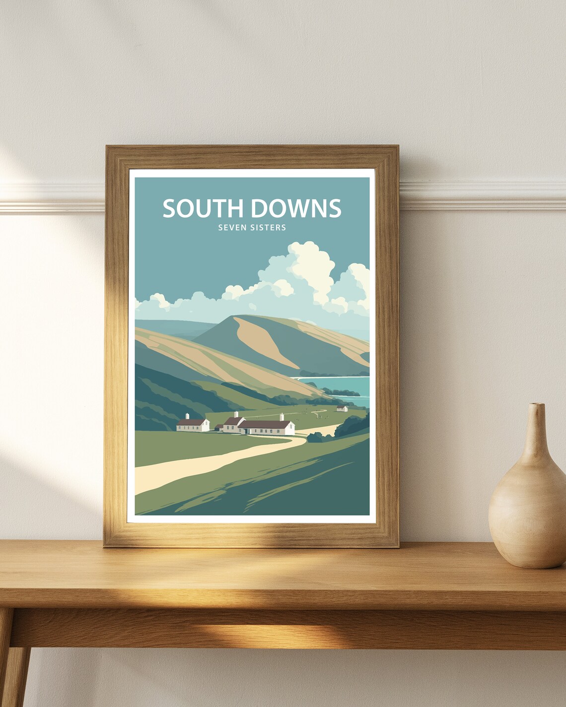 South Downs Seven Sisters English Hills Vintage Travel Poster - Image 2