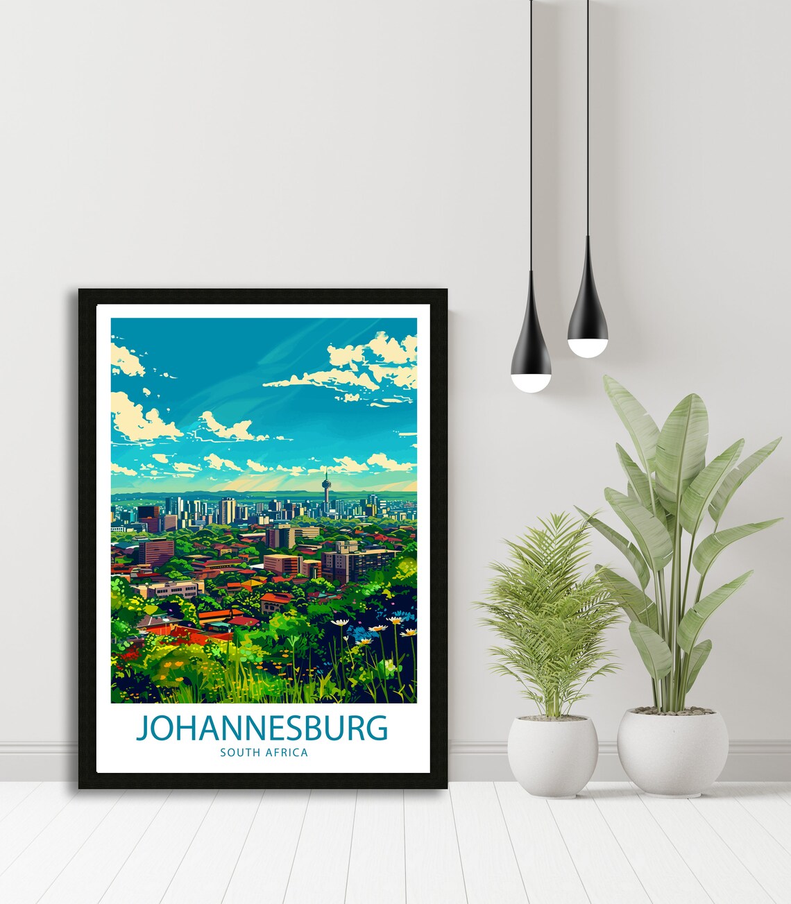 Johannesburg South Africa Skyline Rising Over Green Suburbs Poster - Image 4