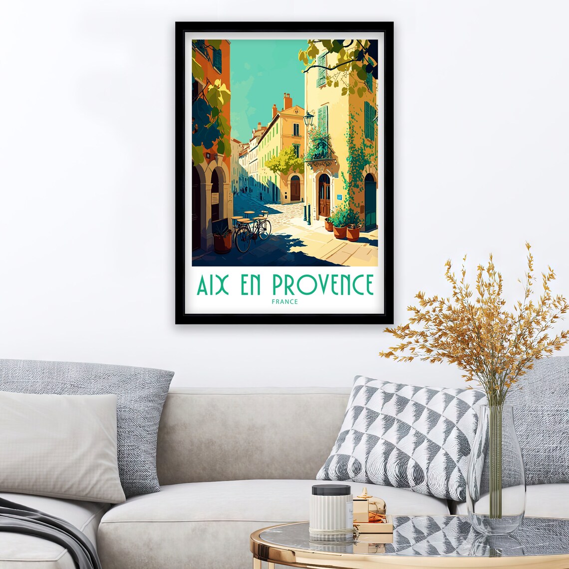 Aix En Provence France Old Town Street Bicycle Vintage Travel Poster - Image 4