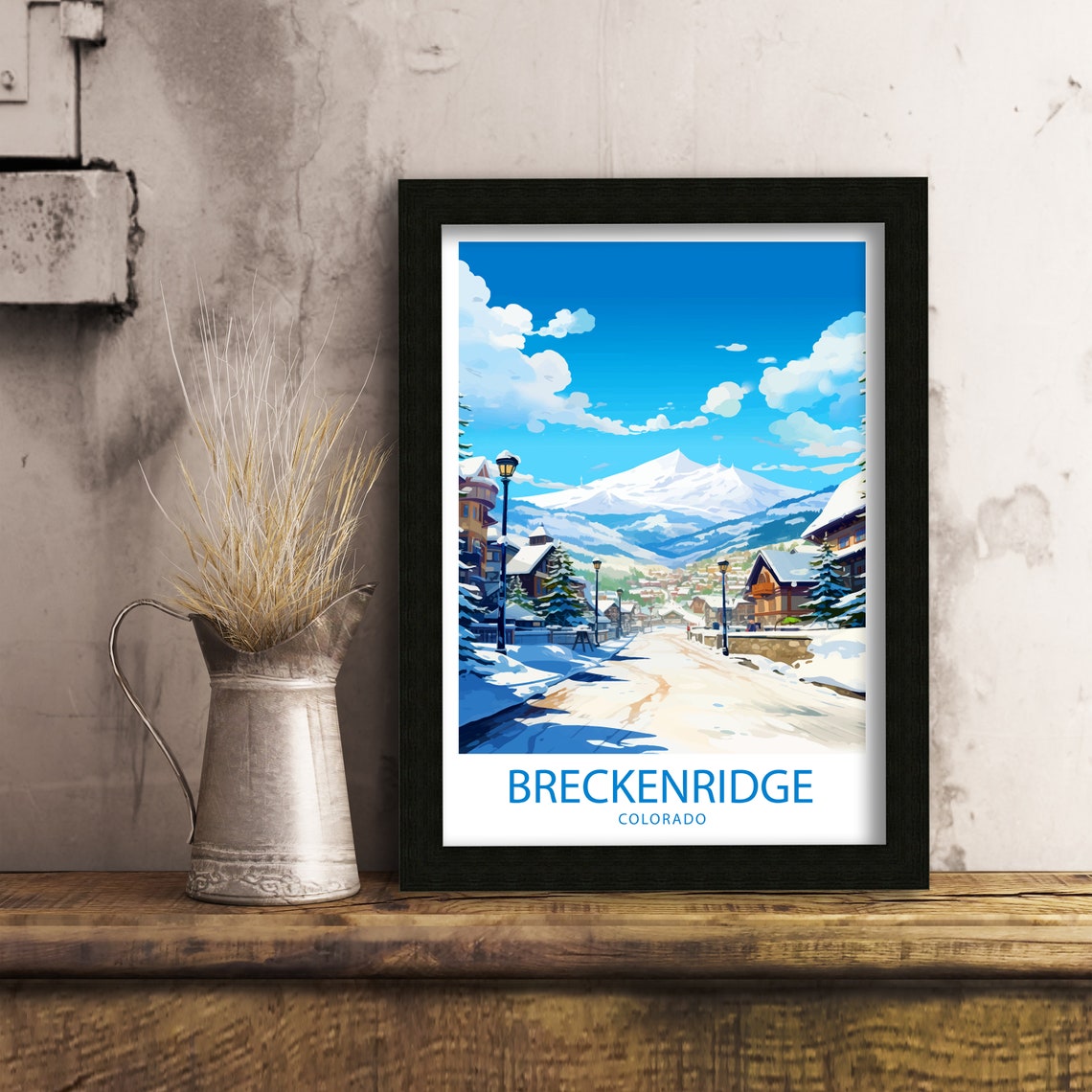 Breckenridge Colorado Snowy Alpine Village Winter Ski Scene Poster - Image 6