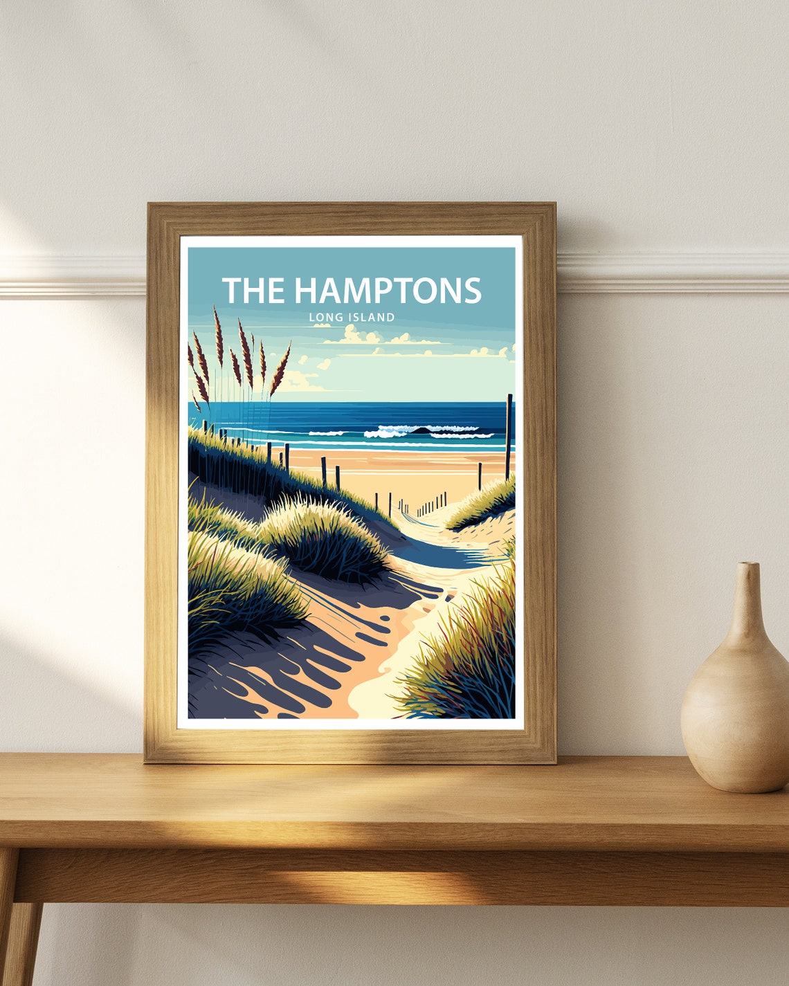 The Hamptons Long Island Dune Path Ocean Beach Grass Travel Poster - Image 3