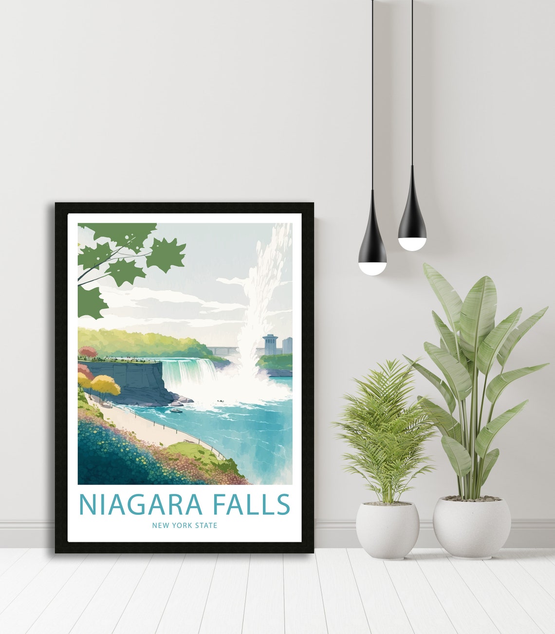 Niagara Falls New York State Riverside Path Illustrated Travel Poster - Image 4