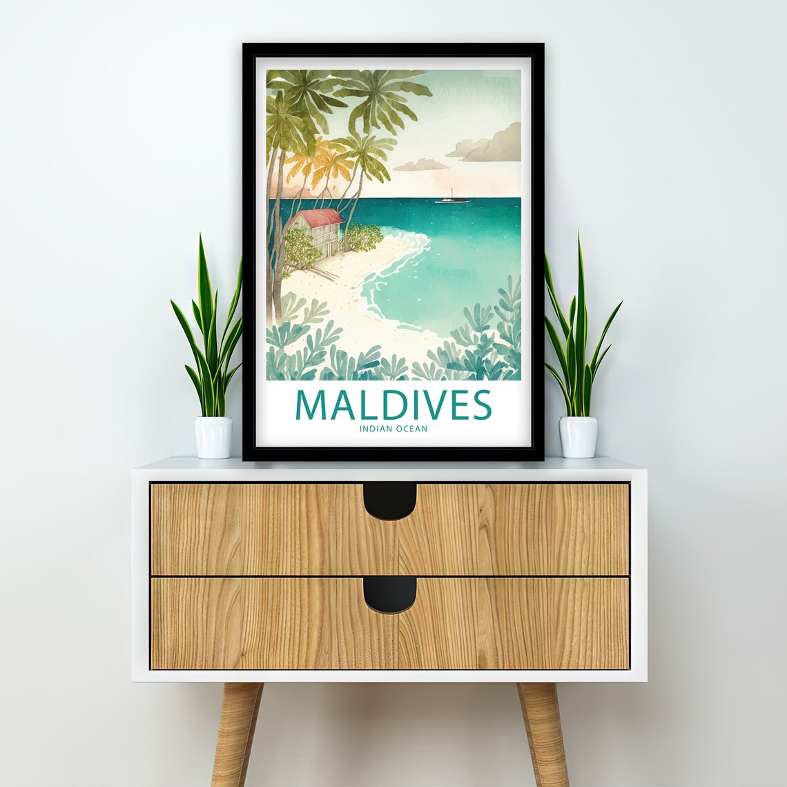 Maldives Indian Ocean Travel Poster, Home Decor - Image 2