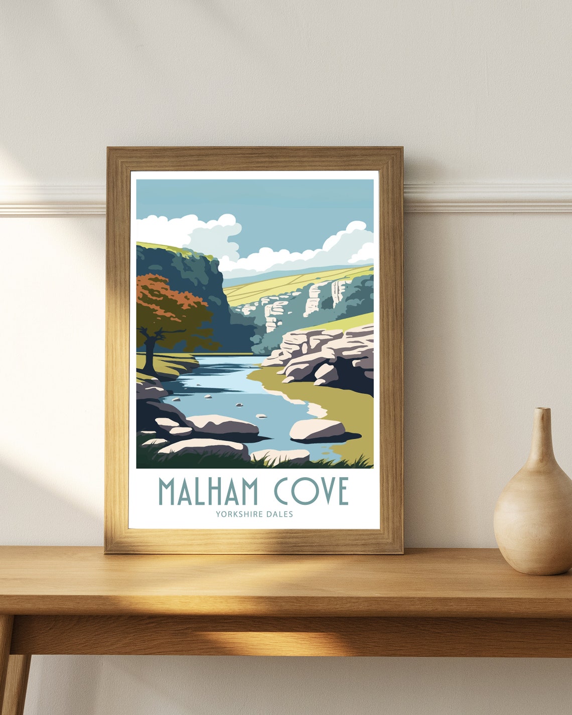 Malham Cove Yorkshire Dales Limestone Cliffs And Stream Scenic Poster - Image 4