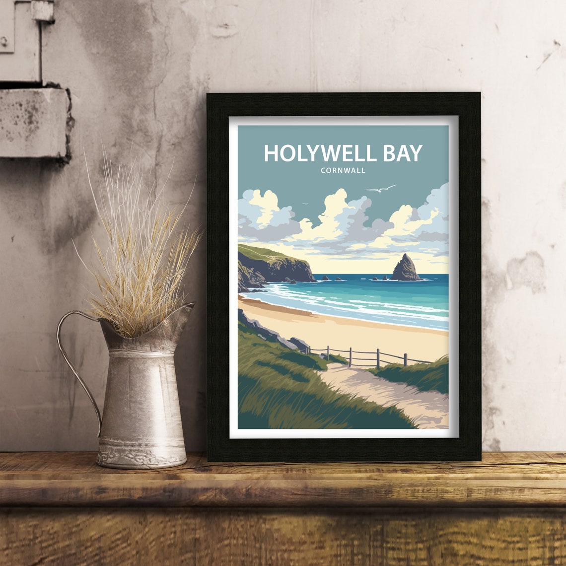 Holywell Bay Cornwall Beach Dunes Sea Stacks Vintage Travel Poster - Image 5