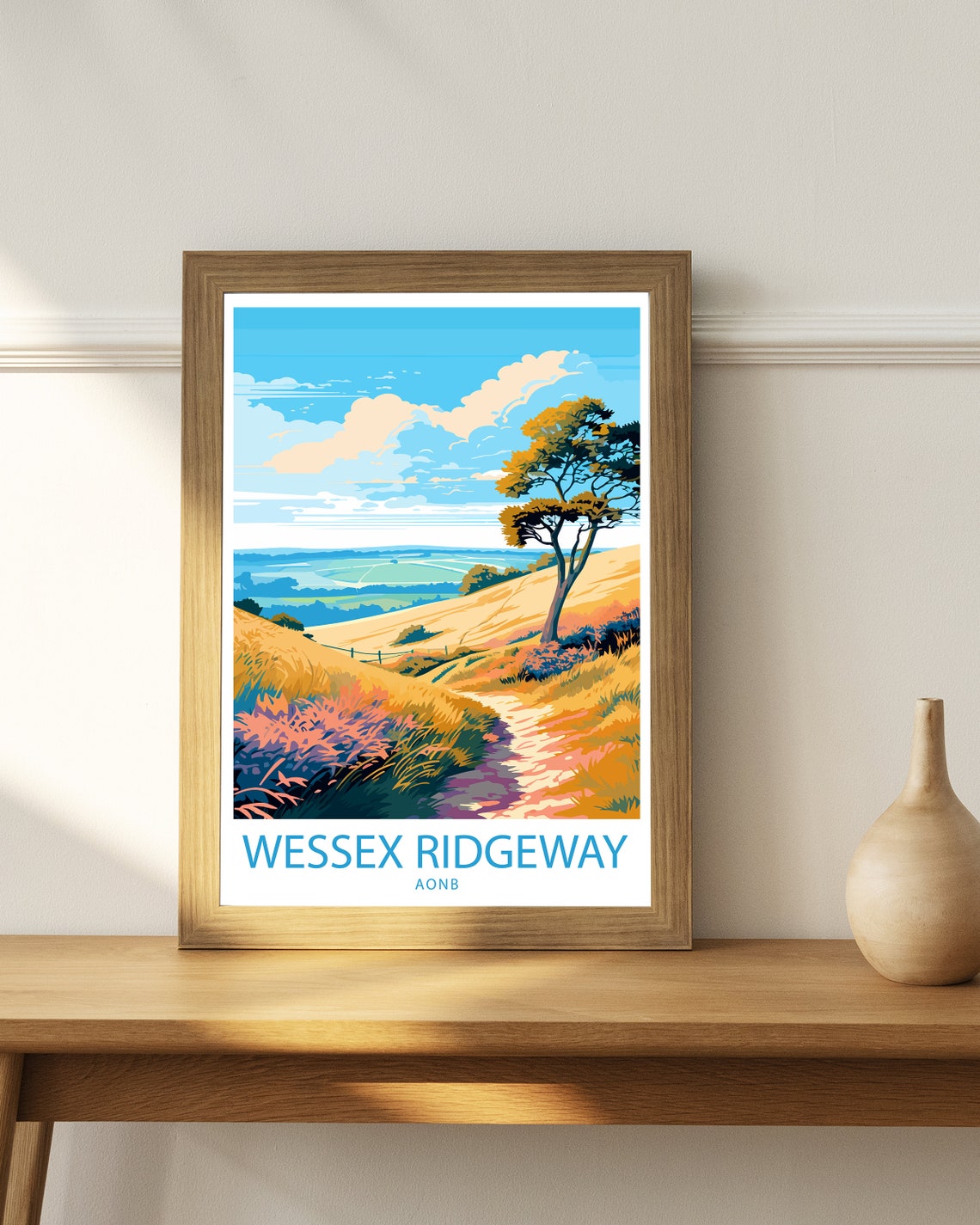 Wessex Ridgeway Aonb Travel Print Wessex Wall Decor Uk Wessex Art Wessex Wall Art Uk Poster Gift For Trail And Nature Lovers Aonb Dorset - Image 3