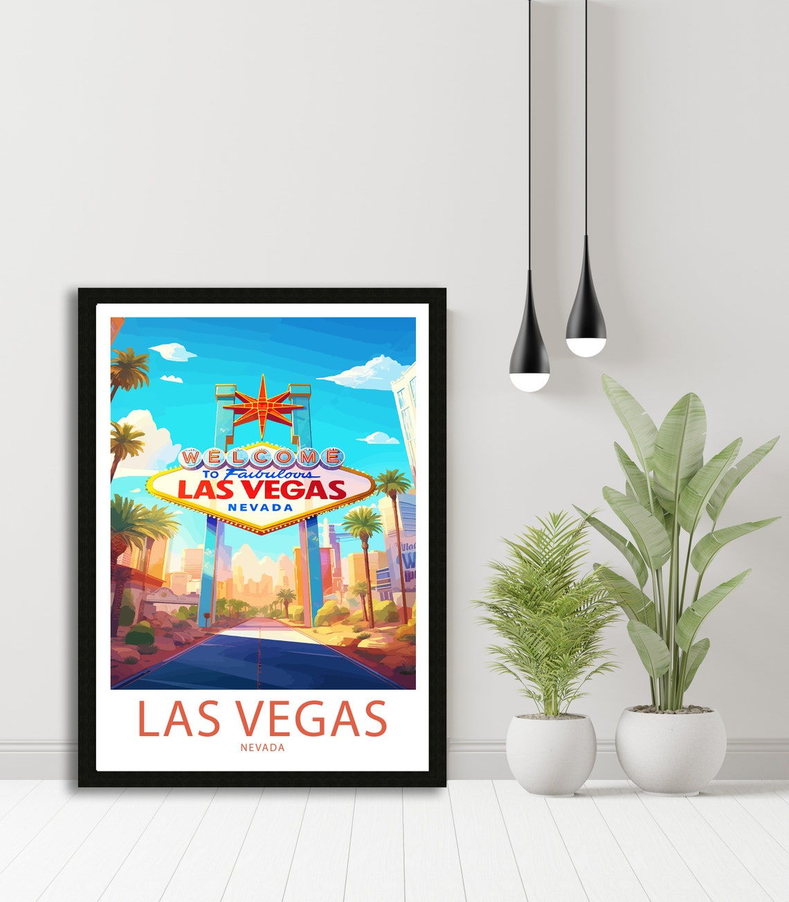 Las Vegas Nevada Welcome Sign Classic Roadside Icon Art Poster - Image 4