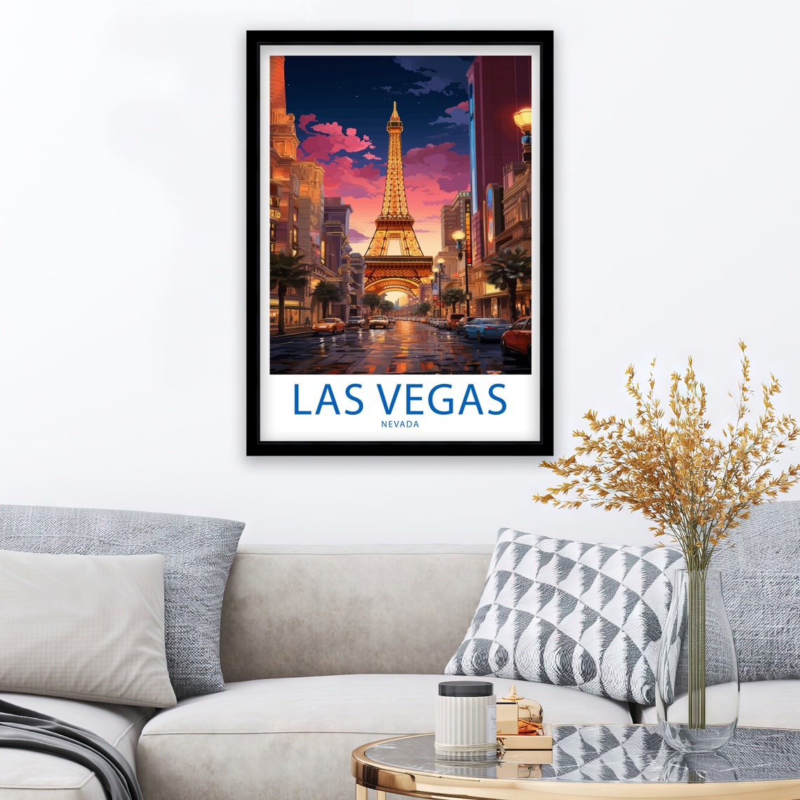 Las Vegas Nevada Eiffel Tower Strip Sunset After Rain Poster - Image 2