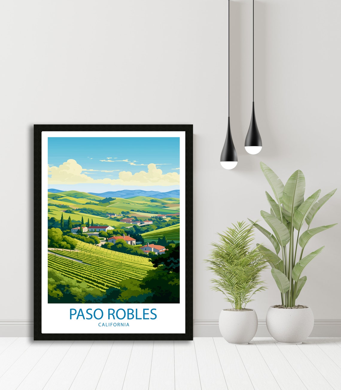 Paso Robles California Rolling Green Vineyard Hills Travel Poster - Image 4