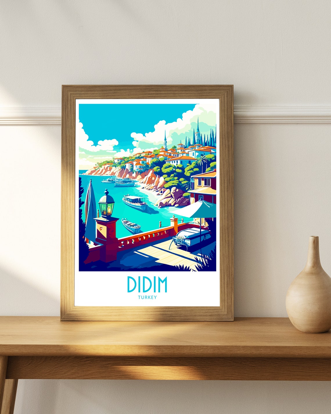 Didim Turkey Aegean Hillside Town Cove Vintage Travel Poster - Image 4
