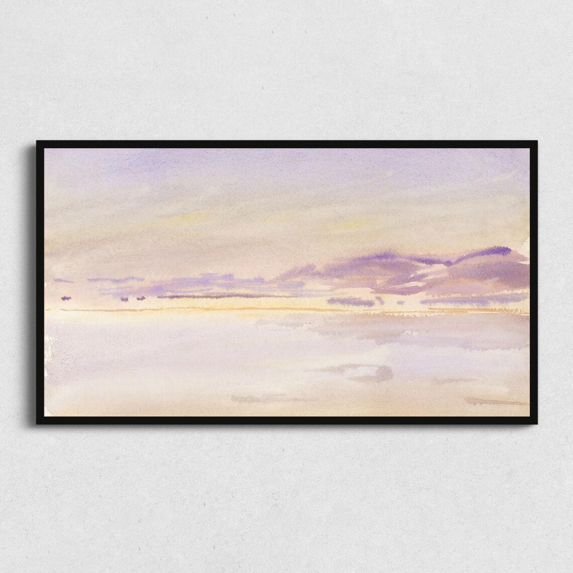 Pastel Ocean Sunset Watercolor Minimalist Calm Sea Wall Art Print