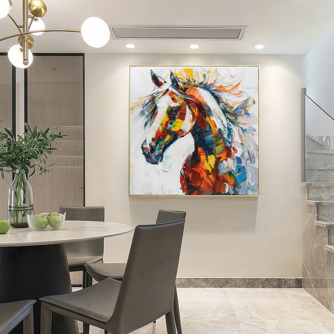 Colorful Abstract Horse Head Portrait Vibrant Equine Artwork Poster - Image 4