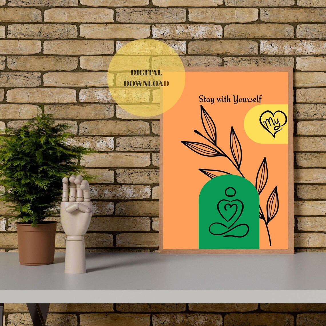 Meditating Woman Yoga Pose, Mindfulness Decor