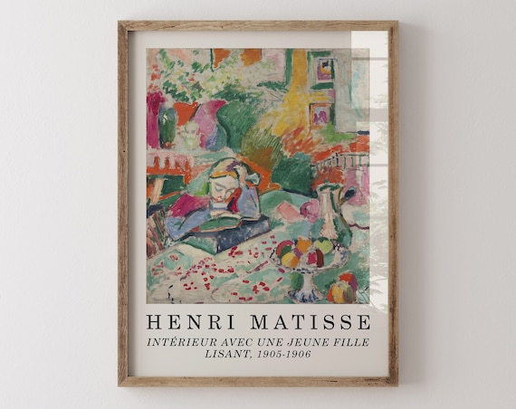 Henri Matisse Interior with a Young Girl Reading Fauvist Poster