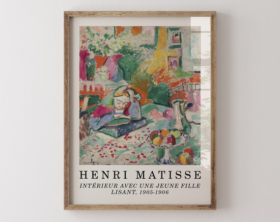 Henri Matisse Print Museum Exhibition Gallery Wall Art Trendy Poster Aesthetic Wall Decor Modern Artwork Famous Artist Painting Girl Reading