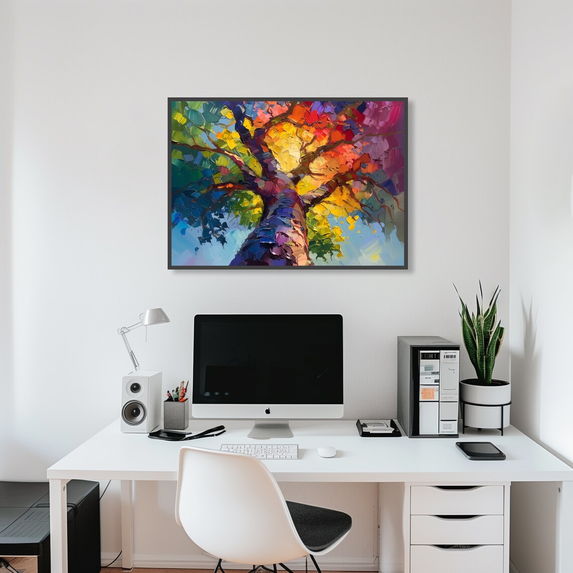 Vibrant Rainbow Tree Wall Art Abstract Nature Poster Colorful Home Decor Unique Gift For Nature Lovers - Image 4