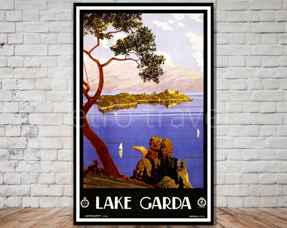 Lake Garda Italy Travel Poster Instant Retro Travel Print Poster Vintage Italian Poster Print