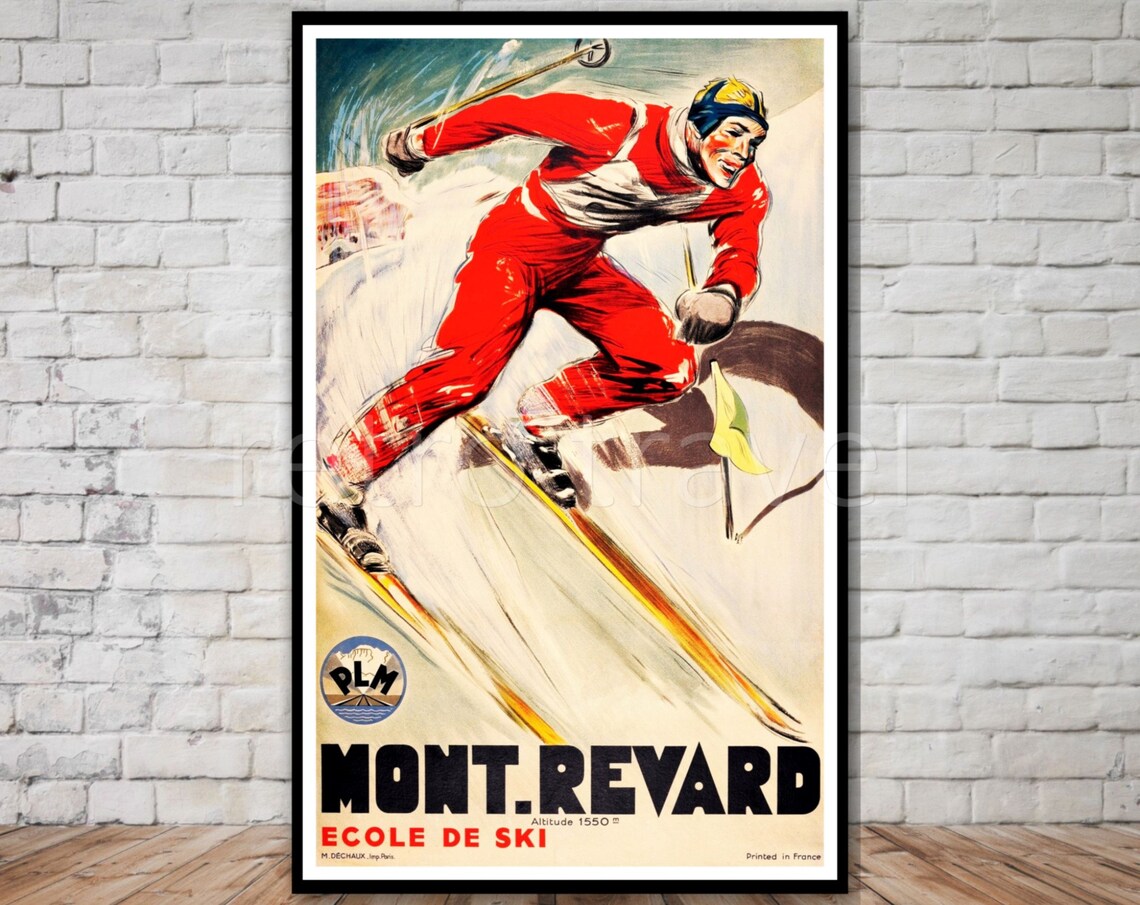 Mont Revard Ecole de Ski Vintage French Alps Downhill Racing Poster