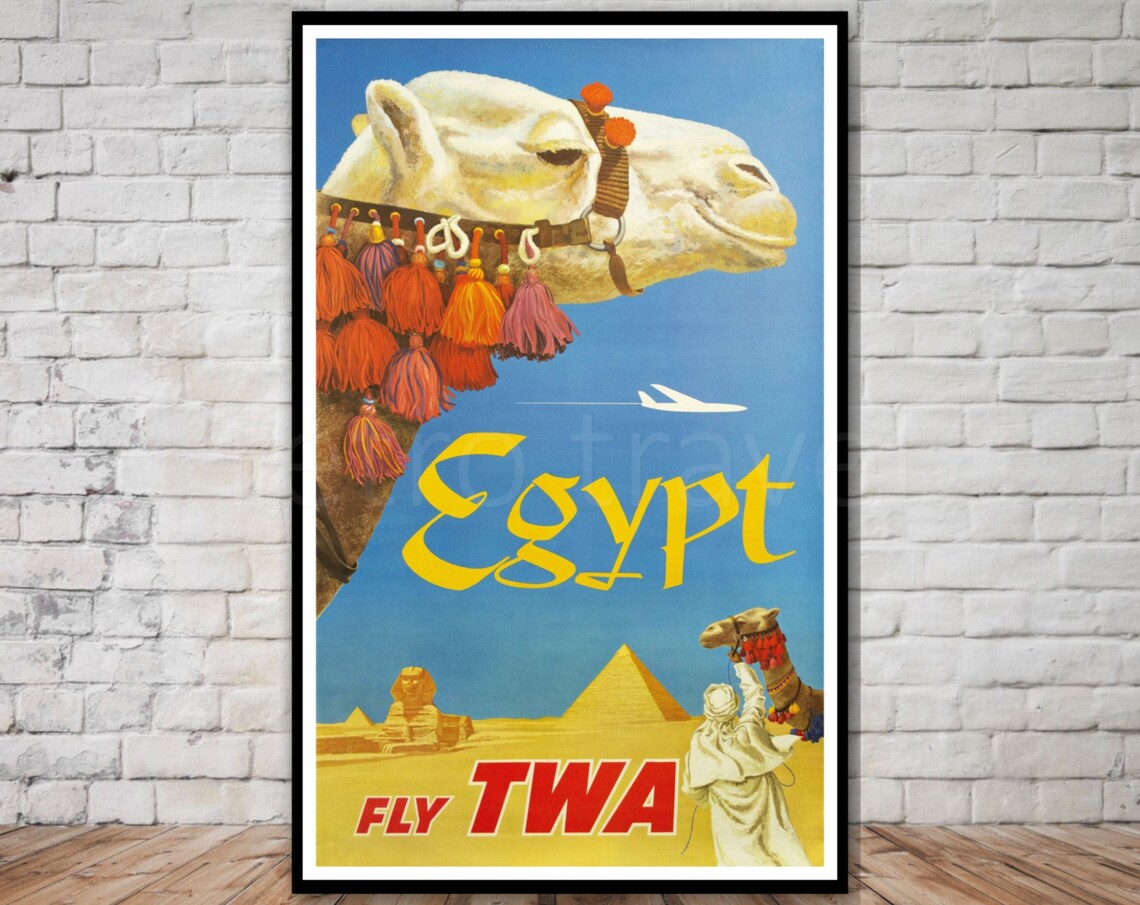 Egypt Vintage Travel Poster, Retro Travel Print