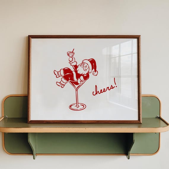 Cheers Santa Clause Holiday Bar Cart Decor