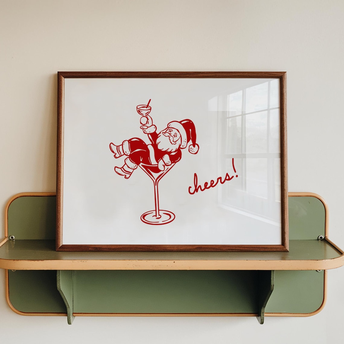 Cheers Santa Clause Holiday Bar Cart Decor