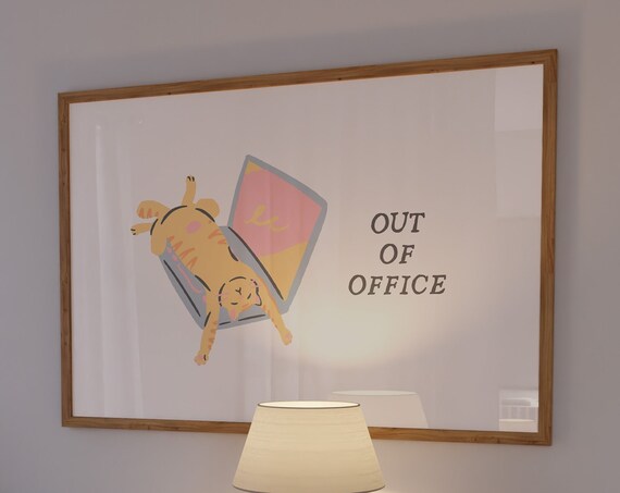 Funny Office Decor Cute Cat Print Work From Home Poster Trendy Kitten Art Print Home Office Wall Art 1 Horizontal Print