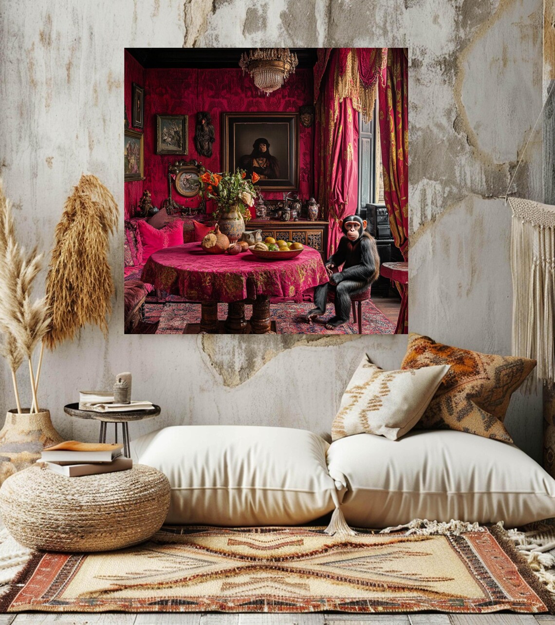 Bohemian Monkey, Maximalist Boho Animal Print - Image 2