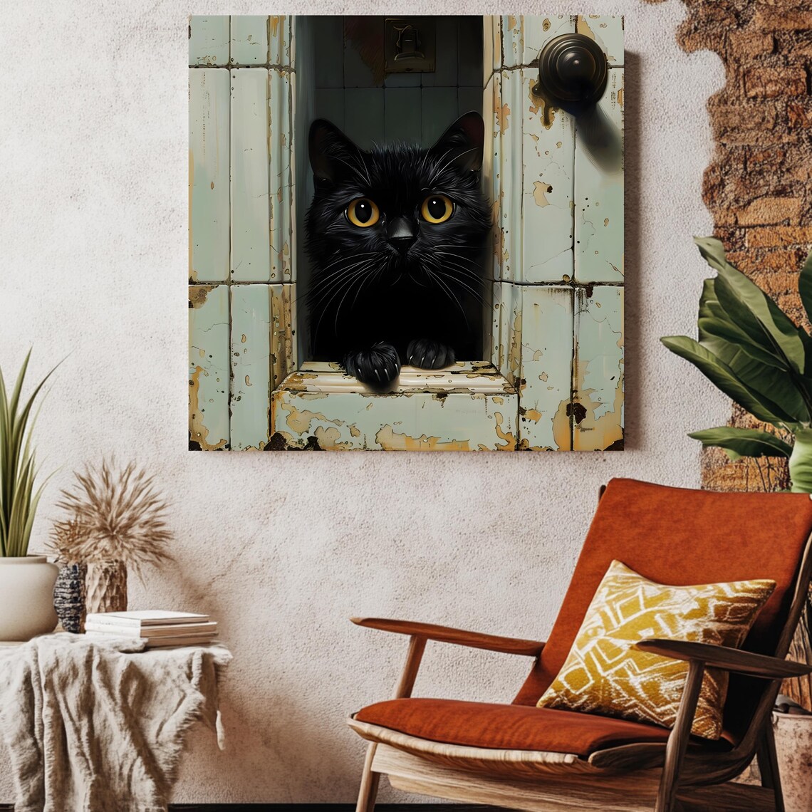 Black Cat Bathroom Wall Art, Trendy Decor - Image 2