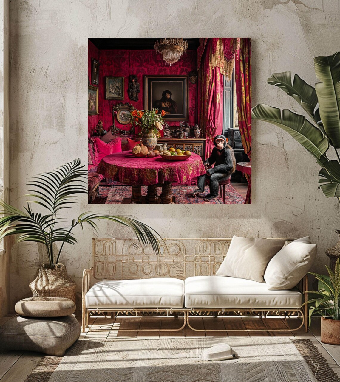 Bohemian Monkey, Maximalist Boho Animal Print - Image 3
