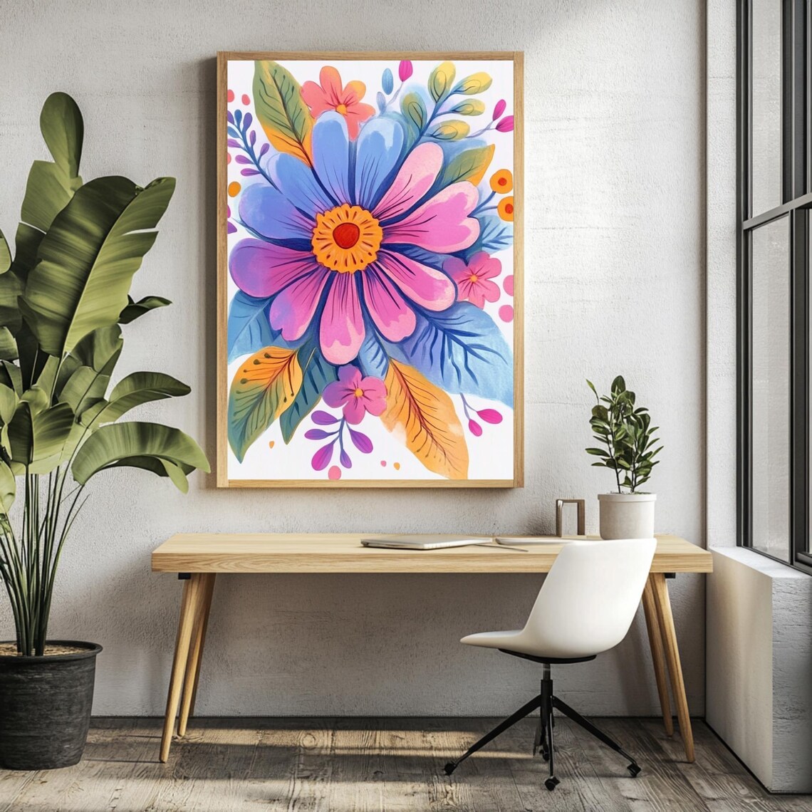 Whimsical Floral Boho Flower Art Print, Gift For Lovers - Image 3