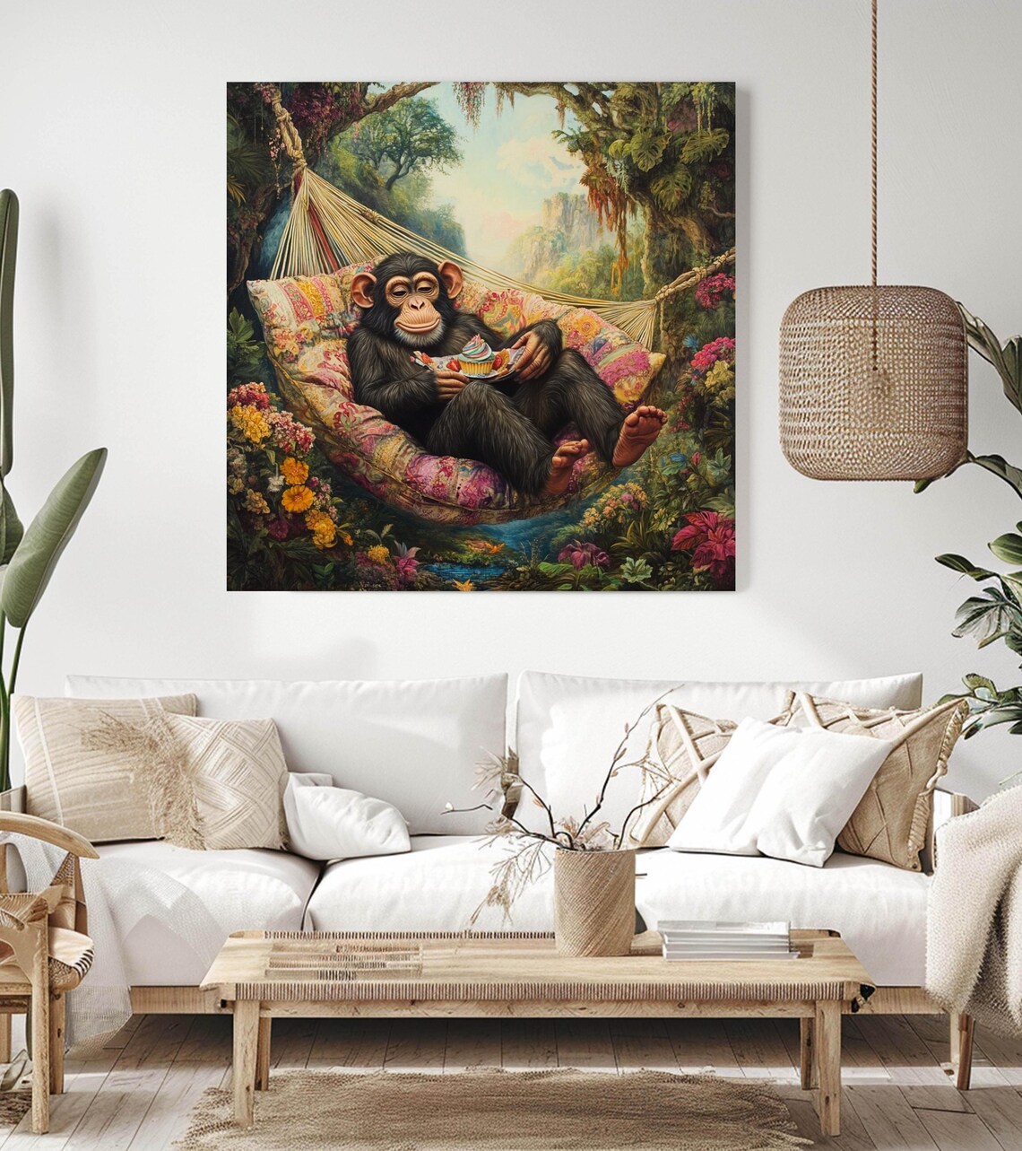 Funny Monkey Maximalist Animal Decor, Nature Inspired Art Print - Image 4