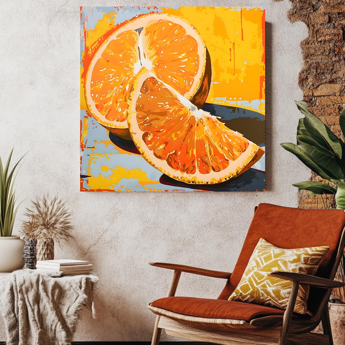 Orange Slices Pop Art, Retro Fruit Kitchen Decor - Image 2