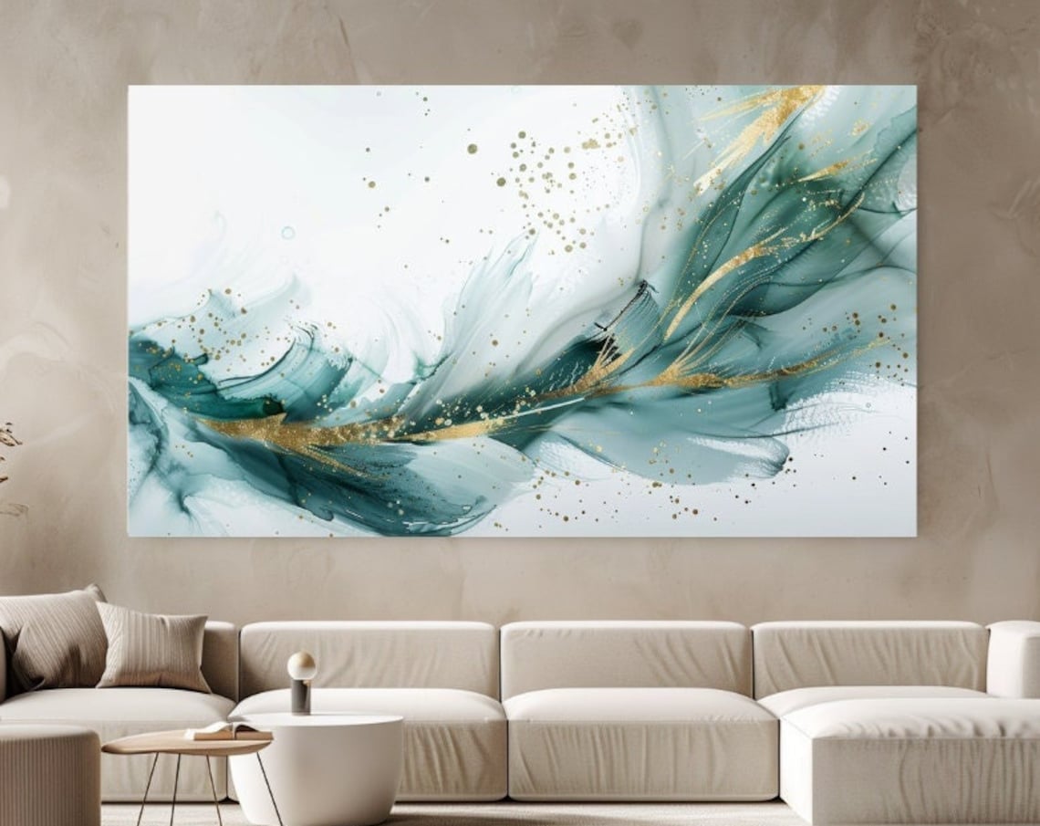 Abstract Feather Green Modern Design Art Print