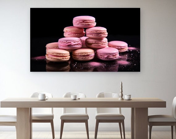 Sweet Macarons Pink Print Home Decor Wall Art Picture Gift Room Decor Kitchen Dining Room Decor Patisserie