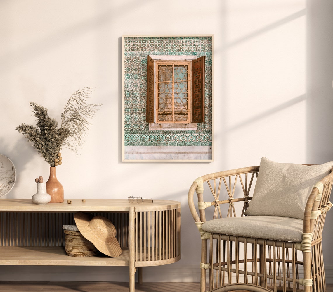 Carved Wooden Shutters Patterned Tile Wall Historic Travel Poster - Image 4