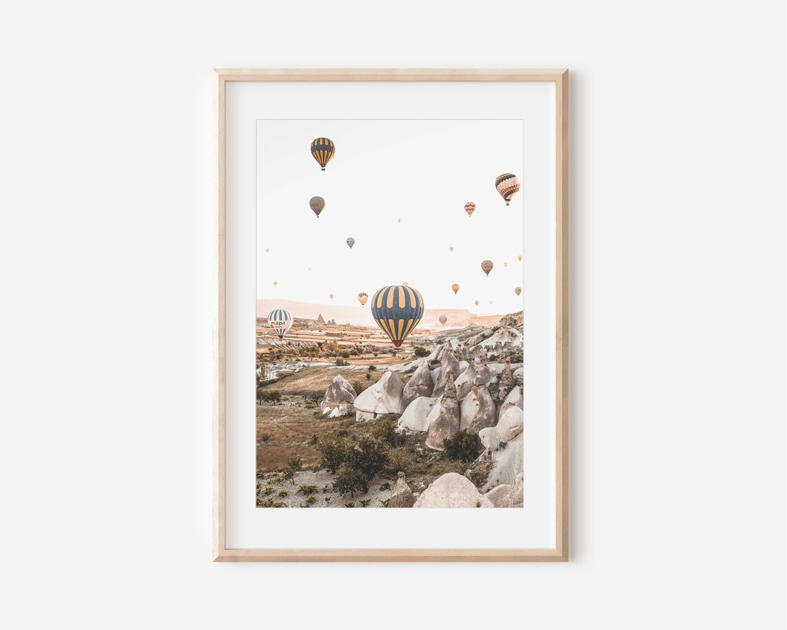Hot Air Balloons Over Fairy Chimney Valley Sunrise Travel Poster