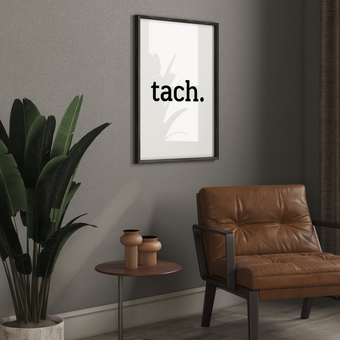 Tach German Greeting Minimalist Typography Black and White Poster - Image 3