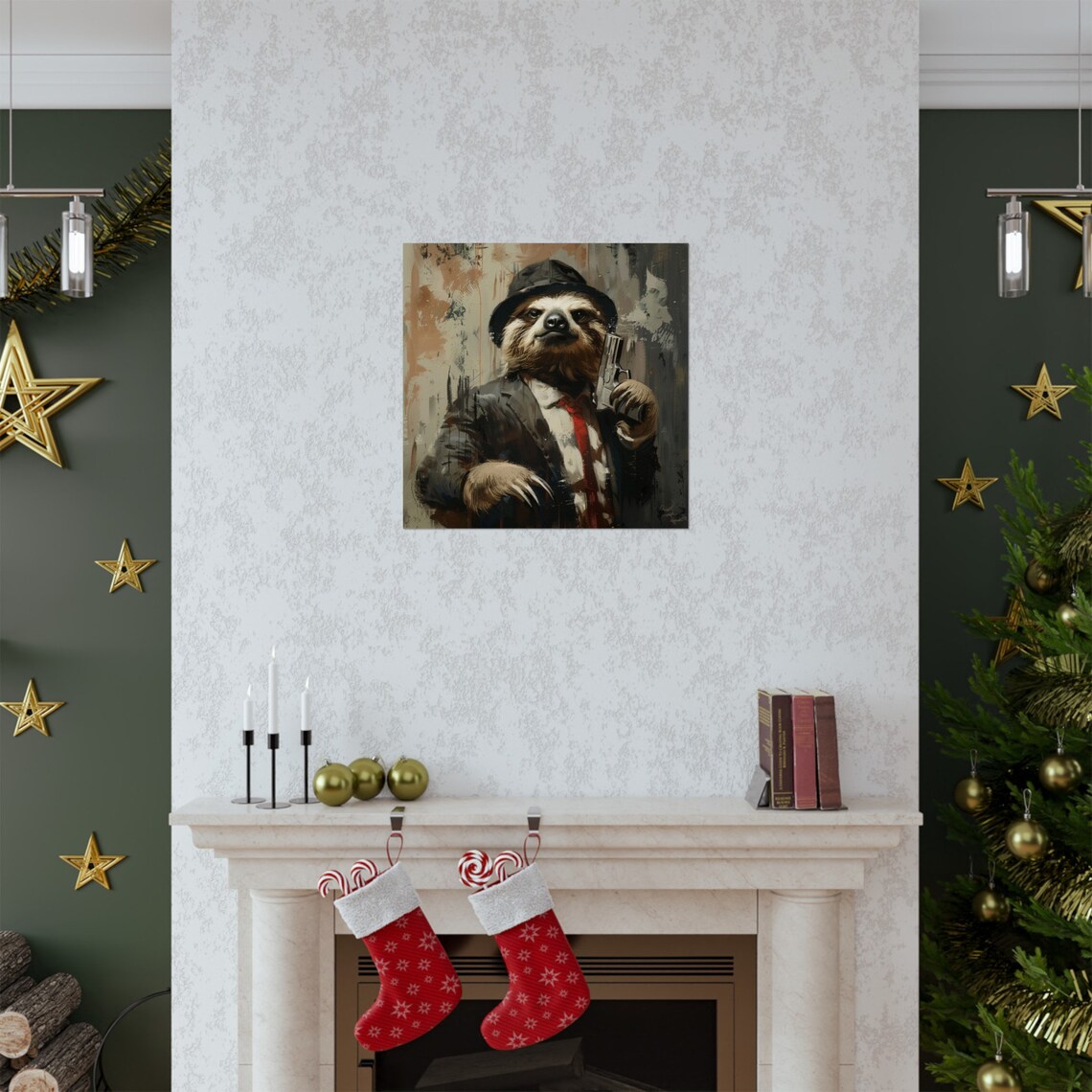 Gangster Sloth - Funny Animal Art Print - Image 2