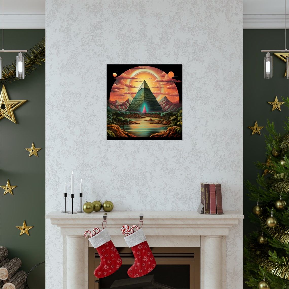 Pyramid In Tropical Desert, Trippy Desert Art - Image 2