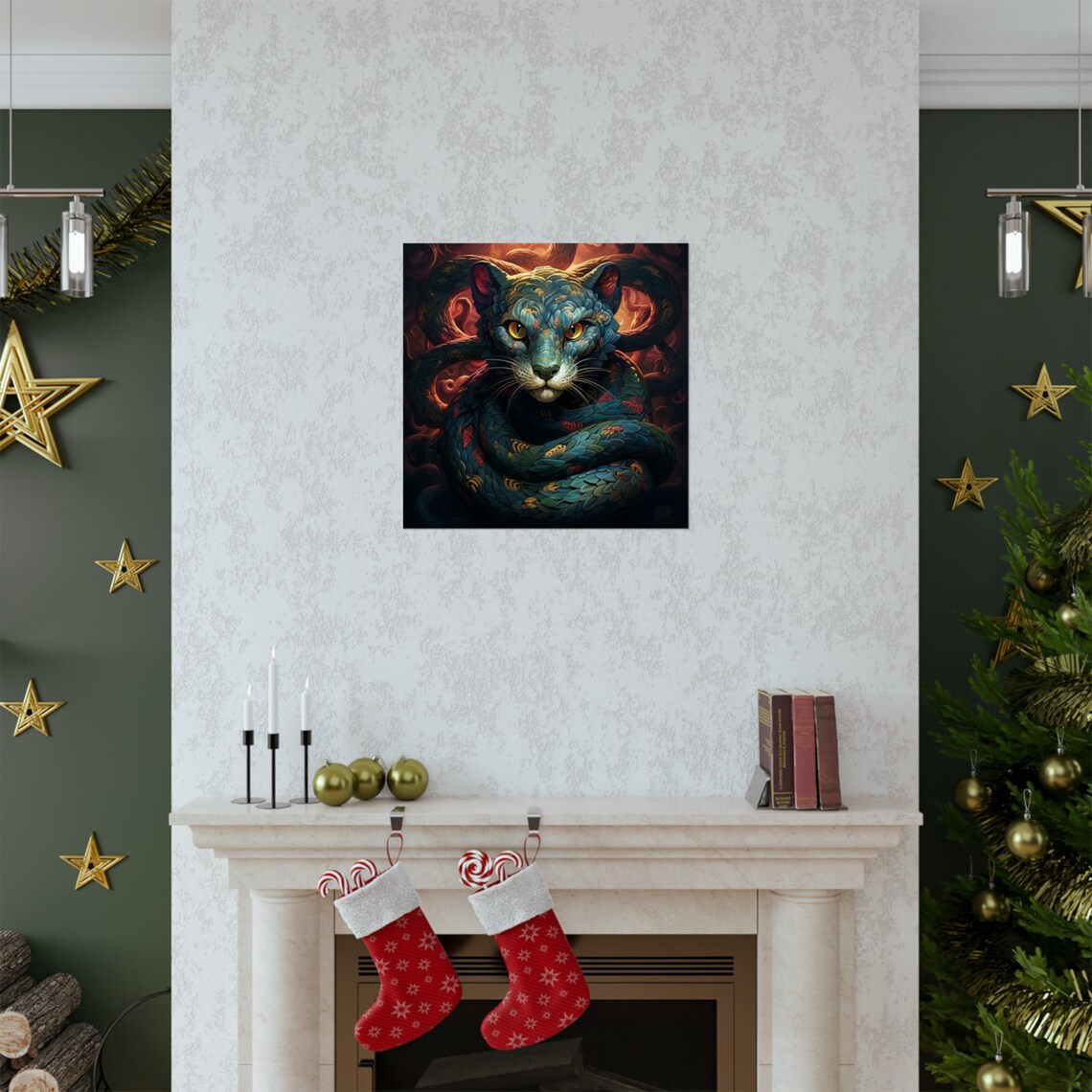 Serpent Cat Psychedelic Cat Lovers Art Print - Image 2