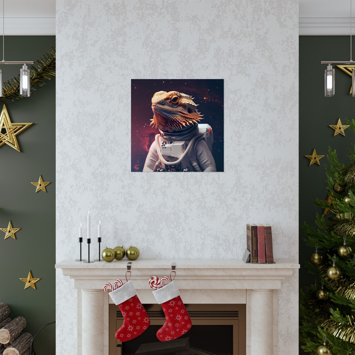 Space Bearded Dragon Astronaut Poster, Reptile Humor - Image 2