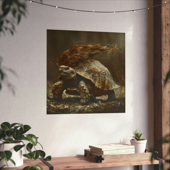 Tortoise And The Hair, Funny Comical Turtle Art