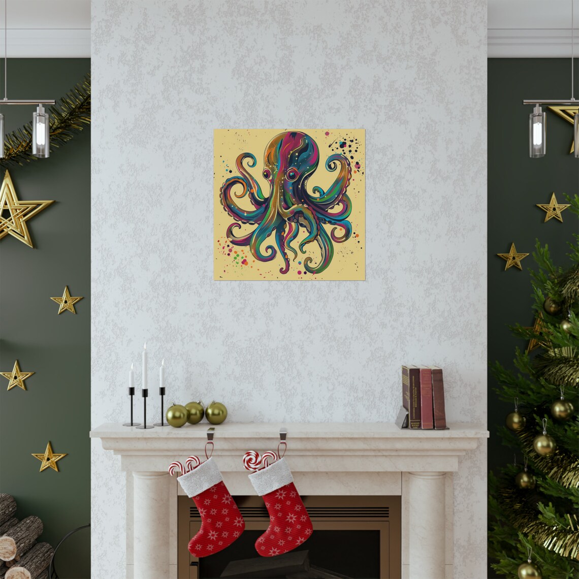 Vintage Retro Splatter Paint Octopus Art Print - Image 2