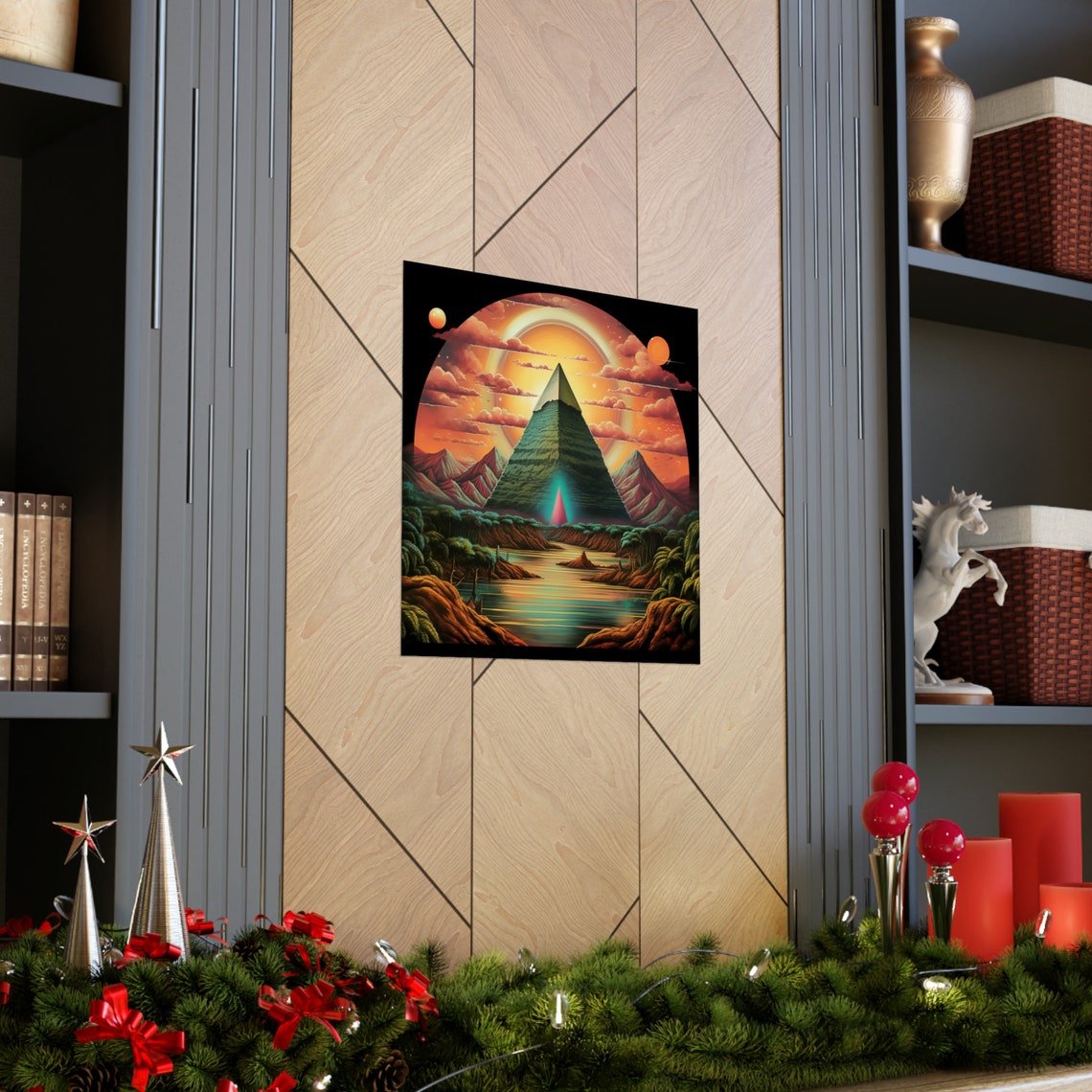 Pyramid In Tropical Desert, Trippy Desert Art - Image 3