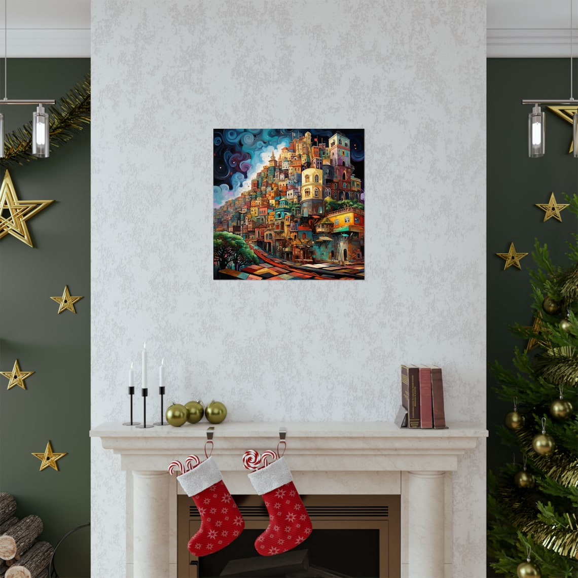 Post Impressionist Greek City, Countryside On The Hill Poster - Image 2