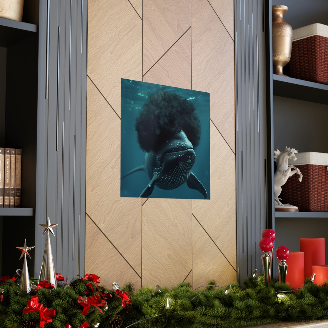Afro Whale Poster, Abstract Ocean Life Decor - Image 3