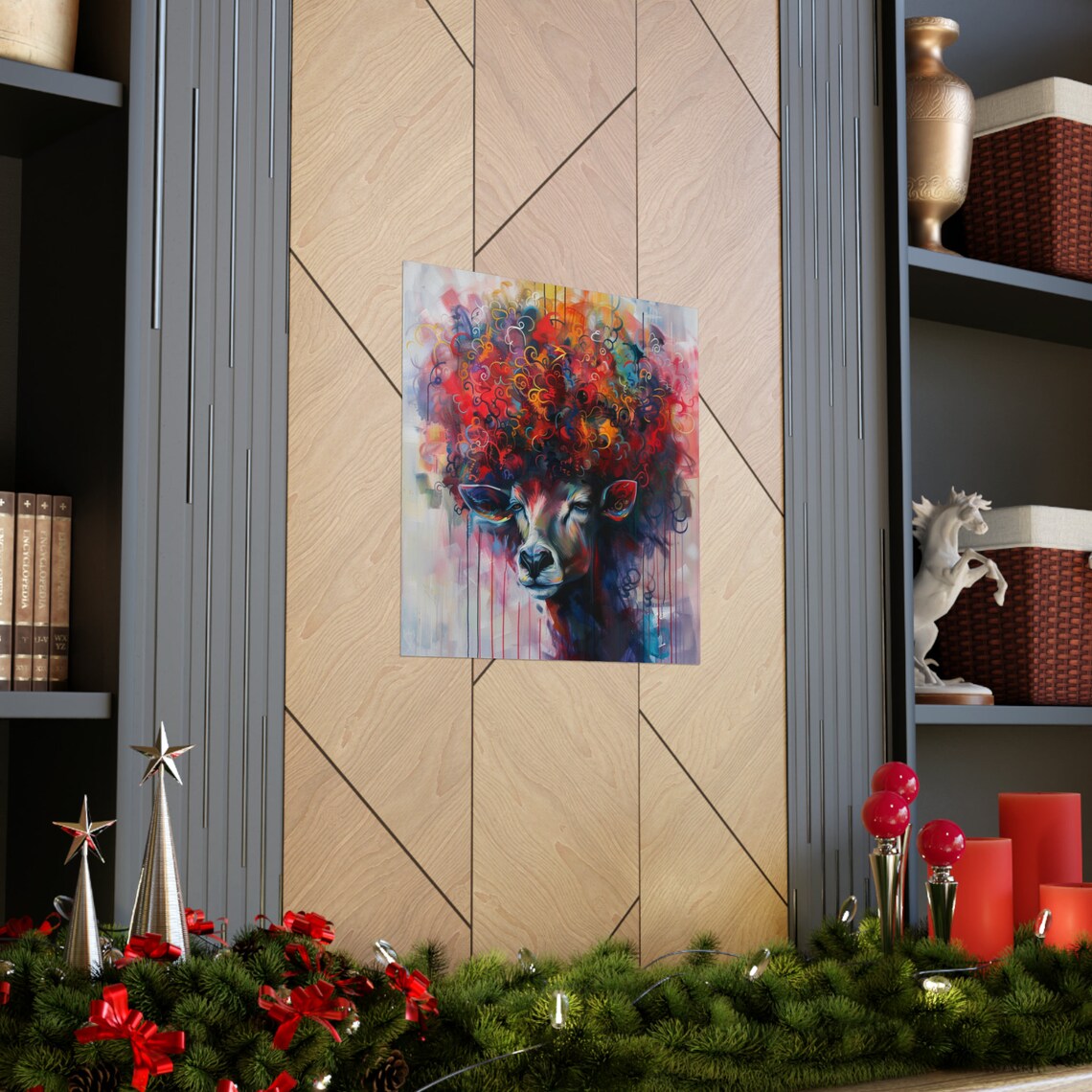 Doe A Deer, Trippy Deer Poster With Rainbow Afro - Image 3