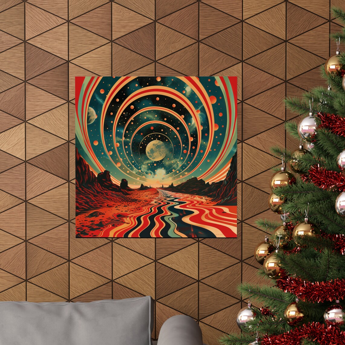 Trippy Retro Time Warp Poster, Vintage Planets - Image 4