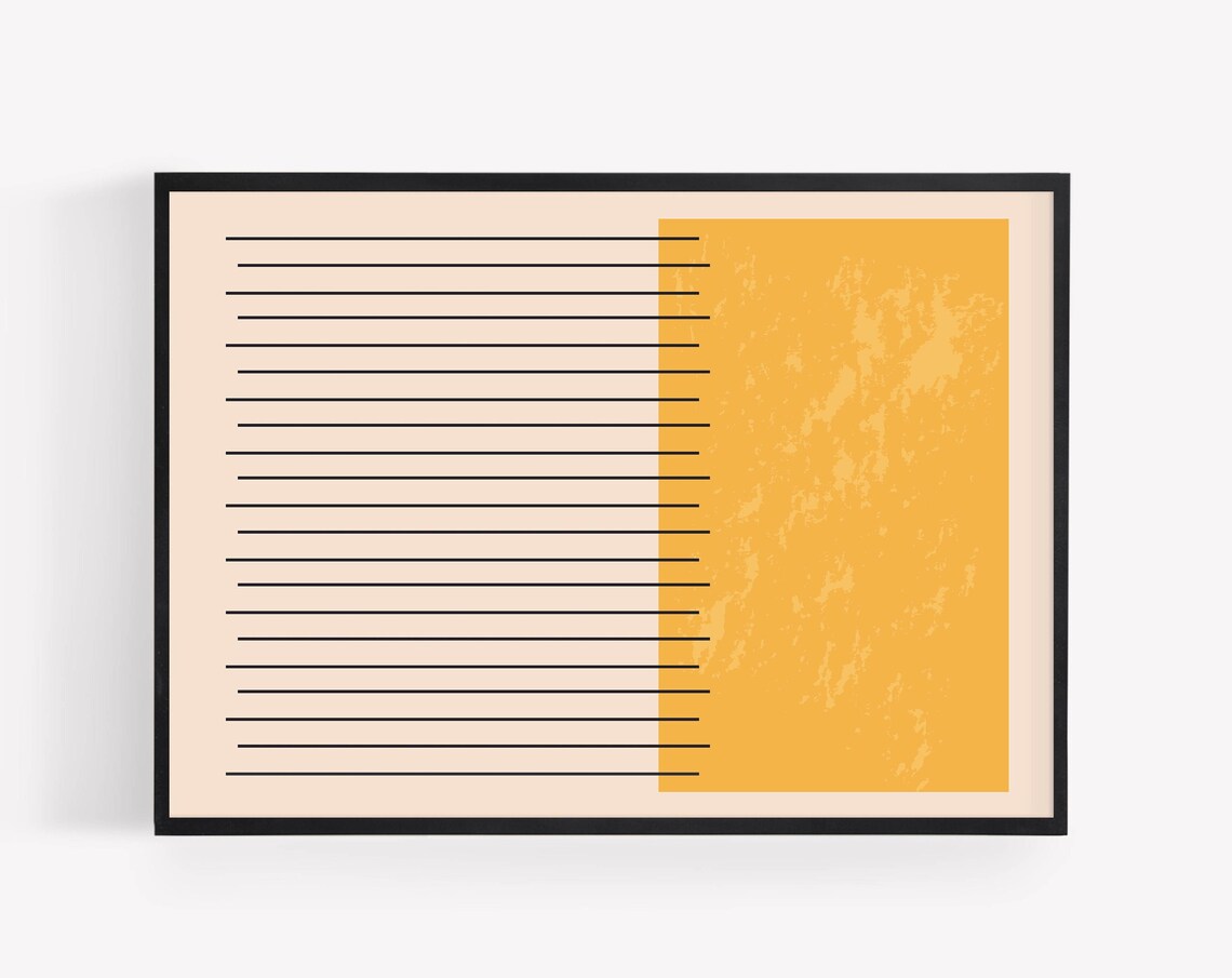 Abstract Mid Century Modern Line Art Minimalist Ochre Yellow Poster - Image 3