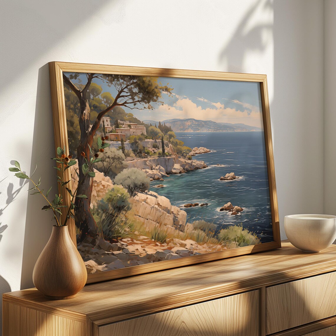 Rocky Mediterranean Coastline With Villa On Cliff Above Blue Sea Poster - Image 4
